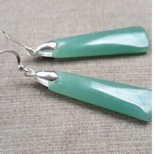 Green Aventurine Stone Silver Earrings